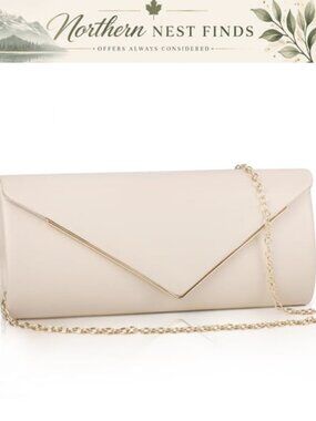 Sparkling Vegan Leather Envelope Clutch with Detachable Chain